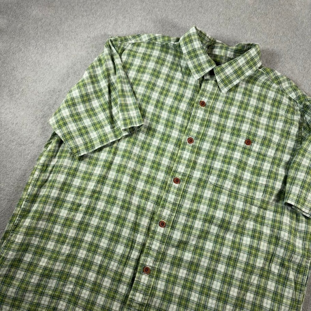 Orvis Button Down Shirt Mens L Green Plaid Short Sleeve Classic Fit Cotton Blend